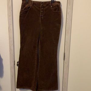 Corduroy boot cut button fly pants